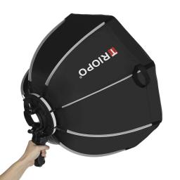 Triopo 55cm 65cm 90cm 120cm dobrável octógono softbox suporte de montagem caixa macia alça para godox yongnuo speedlite flash luz - Image 3