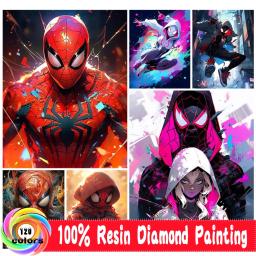 5D Pintura Diamante Kit para Home Decor, Velvet Canvas, Spider Man, Gwen DIY, Mosaico Imagem, Ponto Cruz, Bordado, 120 cores, Disney, Novo - Image 1