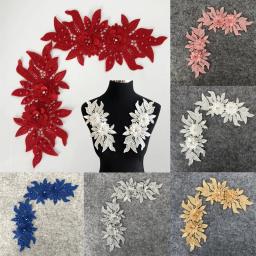 3D tridimensional flor bordado, decoração do laço, strass pérola, vestuário Applique artesanato, costura de tecido, acessórios DIY - Image 6