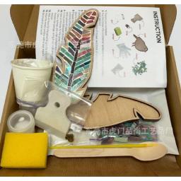 Kit Artesanato Mosaico para Crianças e Adultos, Decoração DIY, Vidro Pena, Artes Puzzle - Image 3