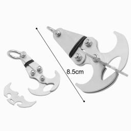Dobrável gancho de aço inoxidável multifuncional sobrevivência ao ar livre escalada garra mosquetão engrenagem acampamento multitool edc engrenagem - Image 6