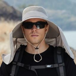 Chapéu de pesca de verão pescoço proteção solar à prova dwaterproof água ao ar livre caminhadas balde chapéu grandes beirais boné de pescador panamá para homem - Image 4