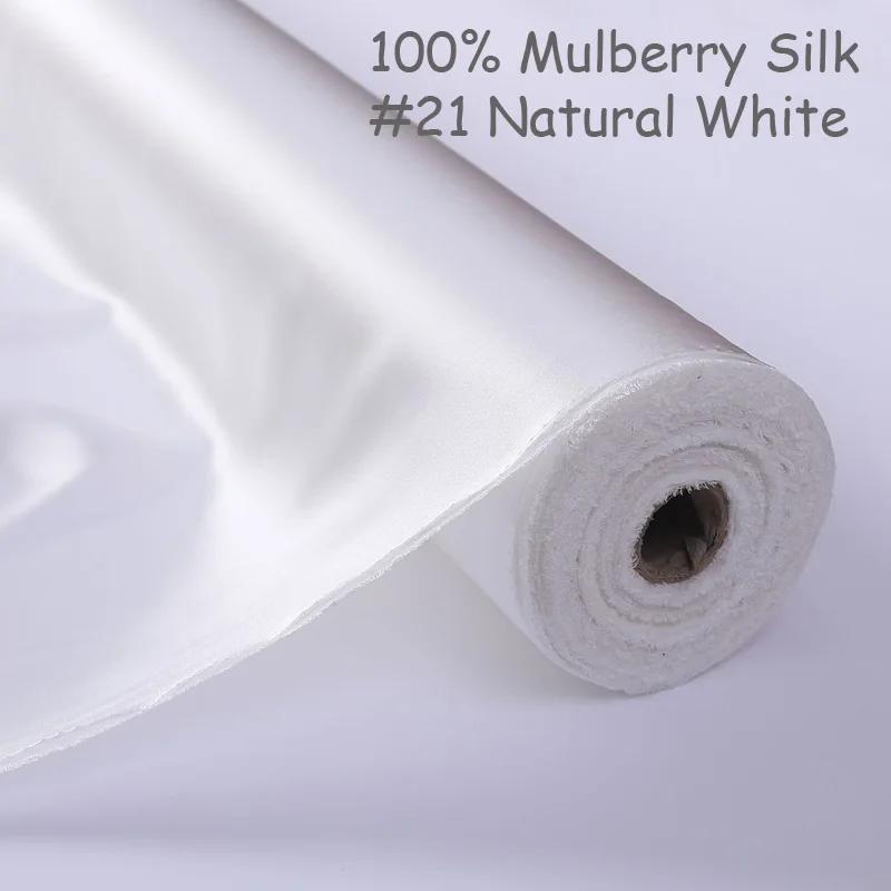 22 Momme 100% Puro Mulberry Seda Charmeuse Tecidos Bordado Têxtil Vestuário Tecido de Seda Cetim Preto Branco Pêssego Uva - Image 1