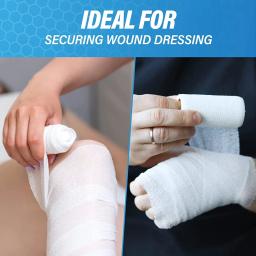 Rolo de bandagem de gaze com fita - Envoltório de gaze branca Envoltório de gaze respirável usado para cuidados e suprimentos de feridas de primeiros socorros - Image 3