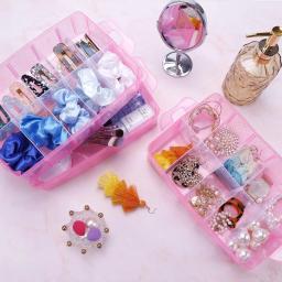 AMOBOX-Caixa De Armazenamento De Plástico Portátil, Caixa Empilhável Para Materiais De Arte, Contas, Fitas Washi, Semente, Acessórios De Cabelo, Rosa, Três Camadas - Image 4