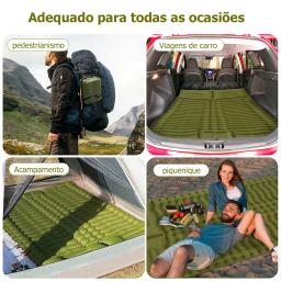 Almofada de dormir dupla para acampamento, tapete autoinflável, colchão de dormir com travesseiro para caminhadas ao ar livre, 2 pessoas, cama de viagem, tapete de ar - Image 2