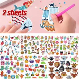 Pintura diamante adesivos para crianças, Cartoon Animal Art Set, DIY Gift, iniciantes, mosaico adesivos, kits de números, artesanato para criança, 2pcs - Image 1