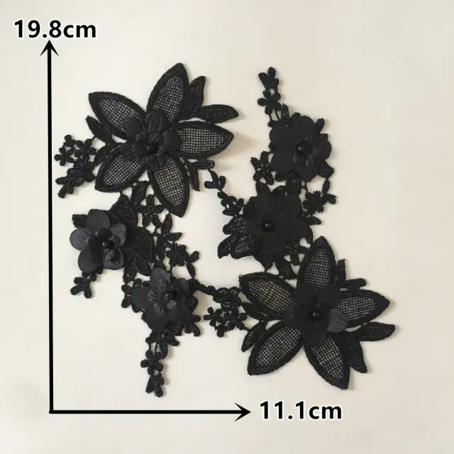 Tecido Bordado Floral 3D para Vestidos e Acessórios: Faça Você Mesmo com Laços, Colarinhos e Pérolas.