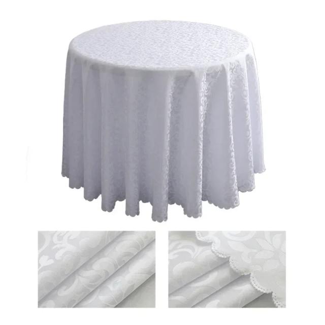Toalha de Mesa Redonda Vinho Tinto Jacquard Poliéster 160cm para Banquetes e Festas
