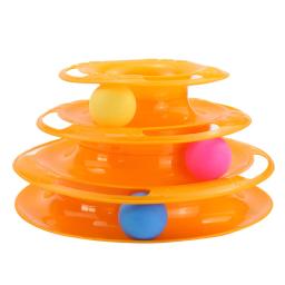 Mesa giratória de três camadas para animais de estimação, brinquedos interativos para gatos, trilha intelectual, placa engraçada com 3 bolas e 3 níveis - Image 4