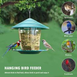 Alimentador automático do pássaro do pé, Alimentador ao ar livre do pássaro, Pendurado Jardim Wild Bird Semente, distribuidor poroso, suporte do recipiente - Image 2