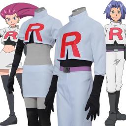 Anime jessie e james cosplay traje equipe foguete jessie musashi james kojirou halloween cosplay traje conjunto completo feminino masculino - Image 1