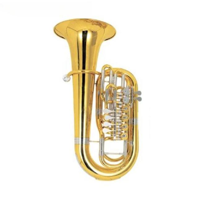Tuba de Latão Ouro Lacquer F Tone com 6 Chaves Rotativas JTUF-425 - Alta Qualidade em Amarelo