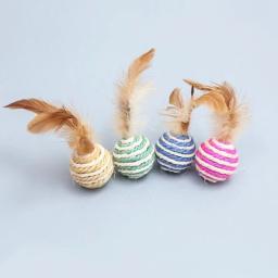 Brinquedos para gatos de estimação sisal pena bola gato scratch bola brinquedos suprimentos para animais de estimação cor aleatória игрушки для jutшек - Image 6