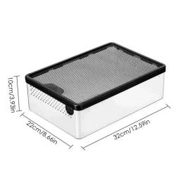 Caixas de alimentação transparentes para répteis, caixa de reprodução de répteis anfíbios, recipiente ventilado para incubação, tanques de terrário para répteis - Image 6