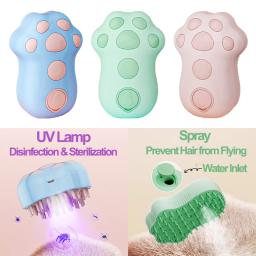 Pente de silicone com spray de água para cão e gato, escova de massagem com massagem elétrica embutida, depilação de animais, acessórios de preparação - Image 1