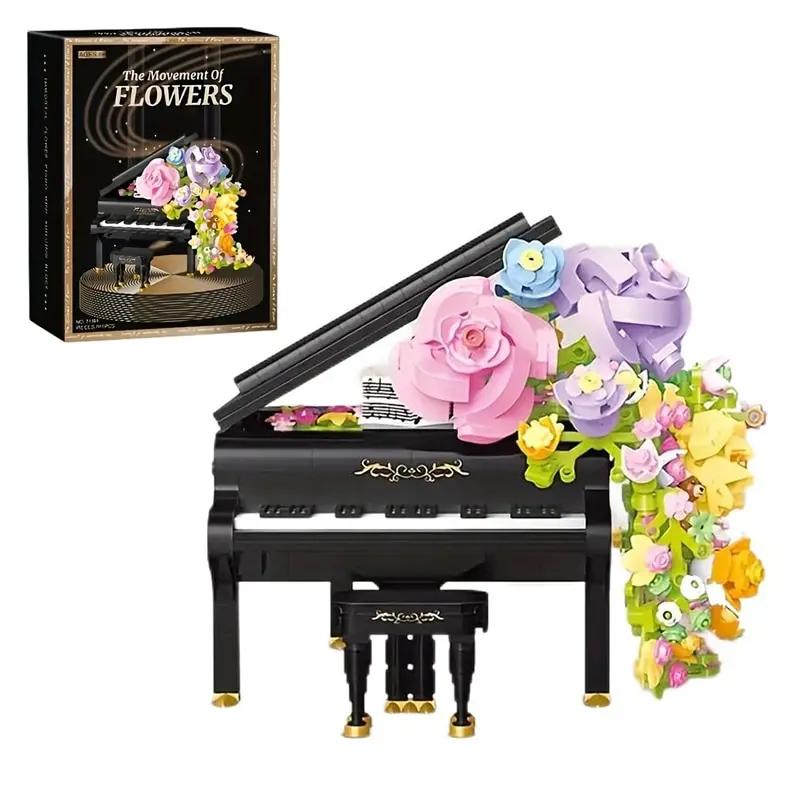 Mini Piano Violino Blocos de Construção, Instrumento Musical, Flor Preservada, Cachoeira, Tijolos Modelo DIY, Brinquedos Infantis, Presentes de Férias - Image 1