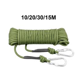 Corda de escalada com arame de aço, equipamento escalada com ganchos, corda paraquedas verde, para sobrevivência, escalada no gelo, 8 mm - Image 2