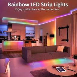 Faixa LED RGB para decoração de quarto, USB, controle Bluetooth, efeito perseguidor, lâmpada flexível, fita, RGB 5050, DC5V, WS2812b, 1-30m - Image 6