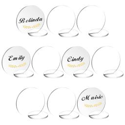 Cartão de Nome em Branco Acrílico Claro, DIY Sinal Numérico Mesa Redonda, Cartão do Lugar do Banquete, Convidado do Casamento, 10Pcs - Image 2