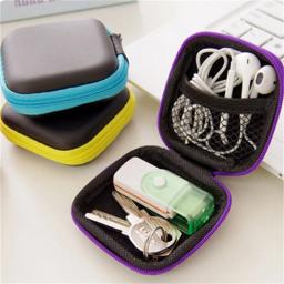 Mini saco de armazenamento portátil com zíper Caixa de fones de ouvido Estojos de fone de ouvido EVA Square Earbuds Headset Carry Pouch Bags - Image 2