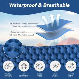 Colchão inflável para dormir com travesseiro, Air Mat, Barraca de acampamento, Almofada para dormir ao ar livre para viagens, Mochila, Caminhadas - Image 6