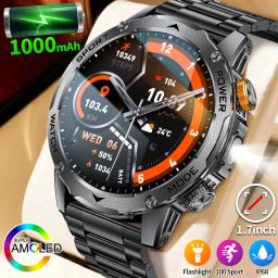 Lige 2025 novo para huawei xiaomi 1000mah amoled relógio inteligente masculino esportes fitness lanterna led 3atm à prova dwaterproof água bt chamada smartwatch - Image 1