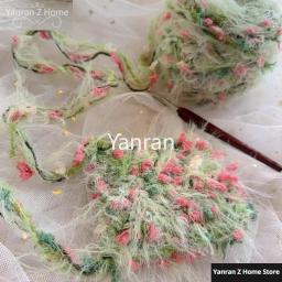 Fio De Tricô De Mão De Série De Jardim, Linha De Flor Verde, Crochet Artesanal, Agulha, Saco De Tecido, Laço De Cabelo, Decoração De Presente, 50g - Image 1