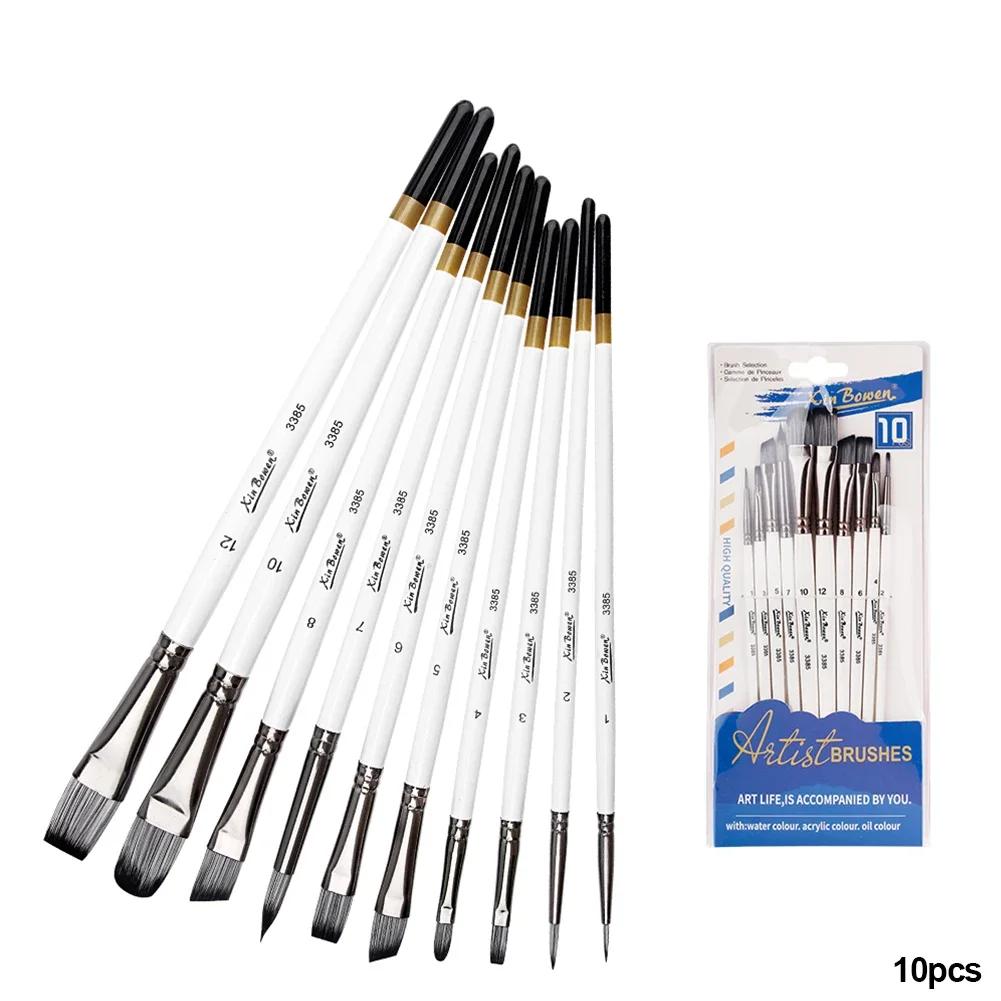 Conjunto de Pincéis Profissionais para Arte em Acrílico, Guache, Óleo e Aquarela - Nylon Sintético - 7 e 10 Peças