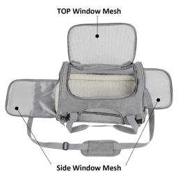 Pet Bag Transportadora com Grosso Algodão Almofada, Aviação Mochila, Anti-Sufocamento, Saco De Viagem Portátil, Malha, ao ar livre - Image 2