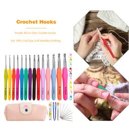 Kit de ganchos de crochê com saco de armazenamento alça macia agulhas de crochê fio tecer agulhas de tricô conjunto diy ferramenta de tecelagem - Image 4