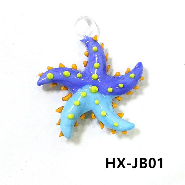 Pingentes de vidro personalizados em forma de estrela do mar para joias DIY e decoração de aquário