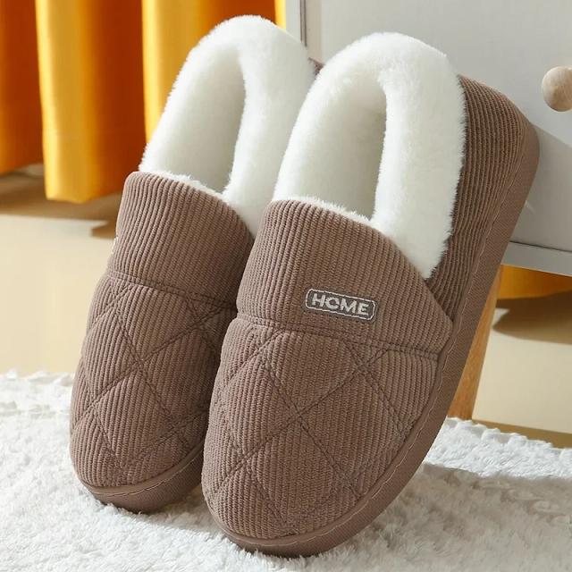 Chinelos de veludo unissex para homens e mulheres, sapatos de algodão quente em casa, ao ar livre, interno, grosso, plano, slip-on, casal, inverno, novo, 2023