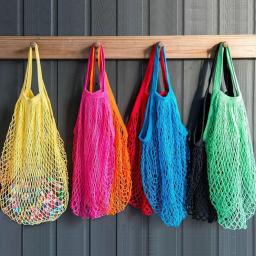 Saco De Malha De Algodão Reutilizável, Cordas De Compras, Rede De Arrastão, Sacos De Tartaruga, Bolsa De Armazenamento, Tote De Tecido, Proteção Ambiental - Image 5