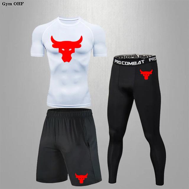 Conjunto Masculino de Roupas Esportivas de Treinamento com Secagem Rápida para Ginásio e Corrida