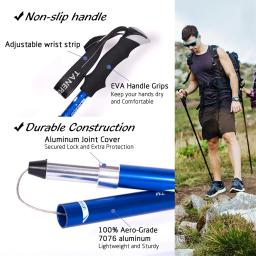 Bastões dobráveis com alça EVA, Bastões de caminhada, Trekking Poles, Acessórios para caminhadas, Alpenstock, 4 seções, 1pc - Image 3