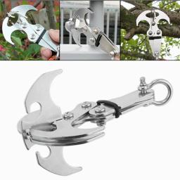 Dobrável gancho de aço inoxidável multifuncional sobrevivência ao ar livre escalada garra mosquetão engrenagem acampamento multitool edc engrenagem - Image 2