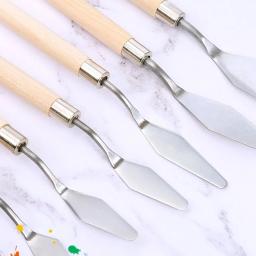 Raspador de tinta a óleo prático, espátulas práticas, agitação, cabelo curto, mistura de madeira, cortadores de pintura acrílica, estudantes, 6 pcs - Image 3