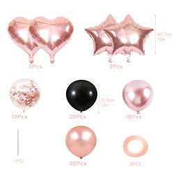 Conjunto de balões metálicos para aniversário, ouro rosa e preto, decoração do chuveiro do bebê, 67 unid por conjunto, 60 unid - Image 4