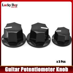 Amplificador plástico Volume Tone Control botões, estilo Vintage, Jazz Bass, Guitar Pot botões, preto, 3pcs - Image 1