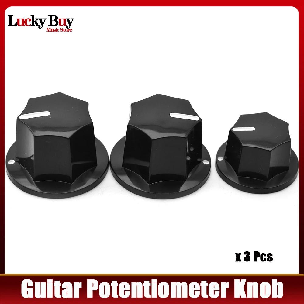 Amplificador plástico Volume Tone Control botões, estilo Vintage, Jazz Bass, Guitar Pot botões, preto, 3pcs - Image 1