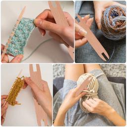 Weaving Shuttle Knitting Tools, Tatting Tie Dye Kit Artesanato, Ônibus de madeira, Varas de madeira, Double-End Crochet Hooks, 4 Pcs - Image 2