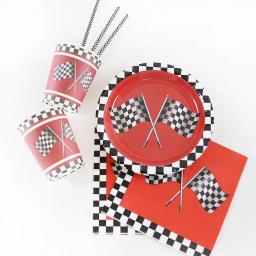 Suprimentos para festa de carro de corrida, decorações para festa de aniversário de meninos, utensílios de mesa descartáveis, pratos de sobremesa, copos, guardanapos - Image 2