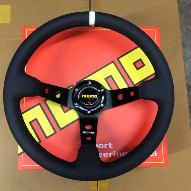 JDM Universal 14 Polegadas Volante de Corrida Momo Couro Genuíno 350mm