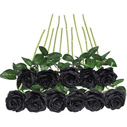 9 pçs flores artificiais seda preto rosa falso preto rosa bouquet para peças centrais mesa de jantar escritório em casa festa de casamento - Image 2