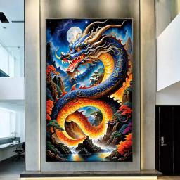 AB Fada Poeira Diamante Pintura, Dragão Chinês, Nova Coleção, Mosaico DIY, Ponto Cruz Kits, Arte Bordada, Decoração para casa - Image 1