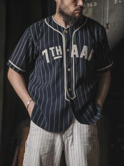 Camisa de beisebol tipo Bronson da segunda guerra mundial estilo retrô camisas esportivas listradas masculinas - Image 2