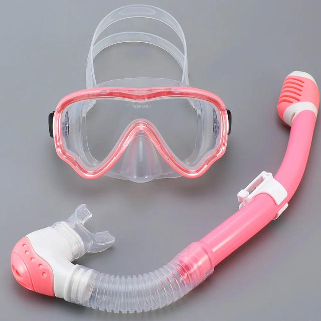 Conjunto de Máscara de Mergulho Snorkel para Crianças com Óculos de Natação Anti-Vazamento e Visão Panorâmica