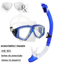 Conjunto De Máscara De Mergulho De Prescrição Personalizada, Miopia Snorkeling, Equipamento De Mergulho, Máscara De Natação Óptica Com Tubo Seco, Faixa De Potência De-2,0 a-7,5 - Image 1