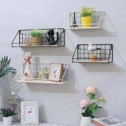 Rack de armazenamento montado na parede, arte de ferro não perfurada, cesta suspensa criativa, casa, quarto, banheiro - Image 1